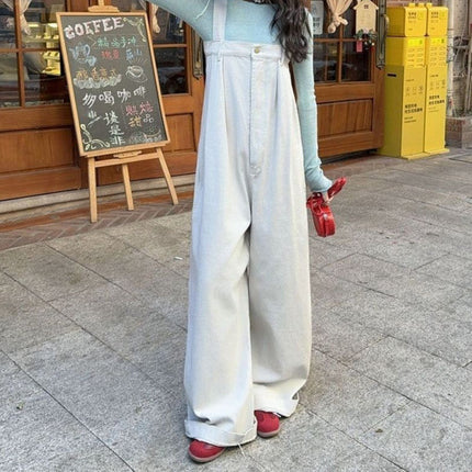 Retro Age-Reducing Overalls for Women Spring and Summer 2025 New Loose Lazy Style Wide-Leg One-Piece Jeans