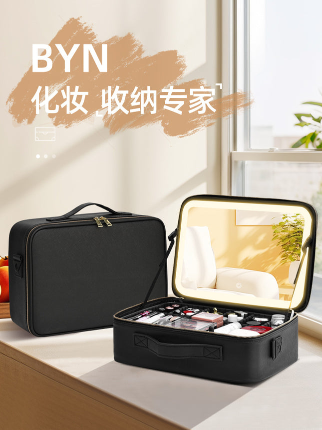 Makeup Case with Light and Mirror, Led Makeup Bag, Large Capacity Makeup Box, Storage Box, Storage Bag, Multifunctional