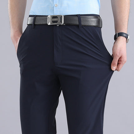Summer Thin Casual Pants Middle-aged and Elderly Ice Silk Pants Men's Elastic Casual Pants Loose High Waist high quality Pants