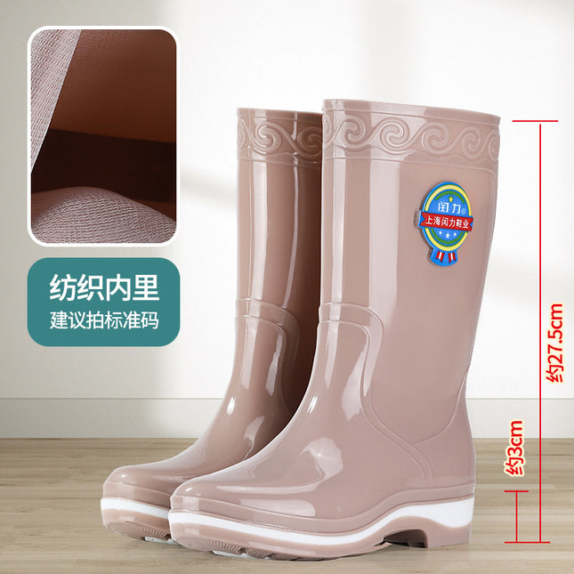 Rain Boots Mid-Calf Women's Outdoor Fashionable Water Shoes Non-Slip Waterproof Boots Lightweight Comfortable Rubber Shoes Thickened Wear-Resistant Rain Boots for Women