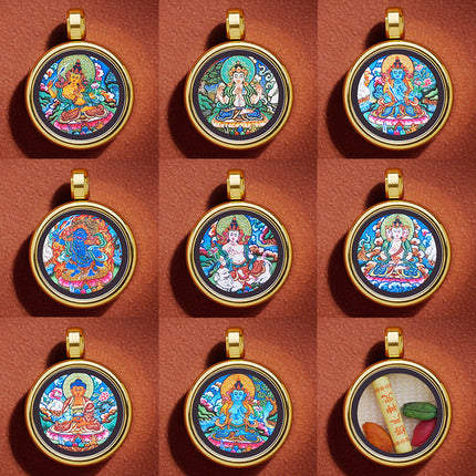Thangka Xizang Hand Rope Hand-woven Ethnic Style Bracelet Five-way God of Wealth Green Mother Wen Zhu Thangka Bracelet