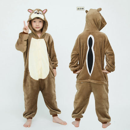 2025 New Cartoon One-Piece Animal Pajamas for Children, Thickeneded Flannel New Performance Clothes, Exclusively for Cross-Border Supply