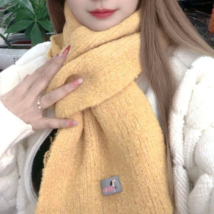 Whitening Wool Knitted Wool Scarf for Girls Winter 2025 New Versatile High-End Warm Scarf Green