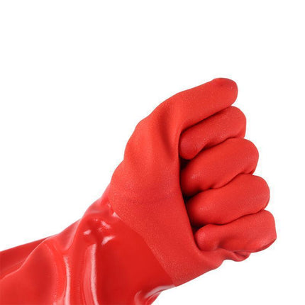 PVC Extra Long Fleece-Lined Household Gloves Red 35 40 45cm / Gants Ménagers PVC Extra Longs Velours Rouge 35 40 45cm