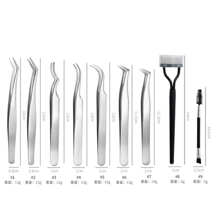 Beginner's False Eyelash Tweezers, Eyelash Artist's Eyelash Grafting Tools, Stainless Steel Tweezers, Precision Eyelash Beauty Tool Set