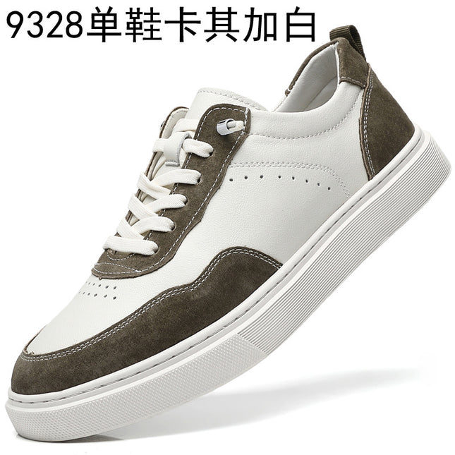 White Shoes Men's 2025 Spring New Vintage Board Shoes Men's Casual Sports Trendy Color-matching Lace-up Men's Leather Shoes