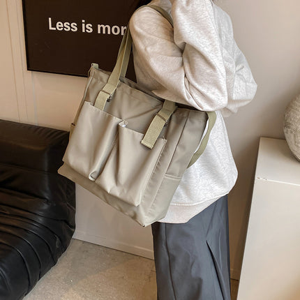 Large Capacity Bag Women's Waterproof Canvas Bag Women's Crossbody Bag Korean Style Casual College Students' Class Portable Mummy Bag