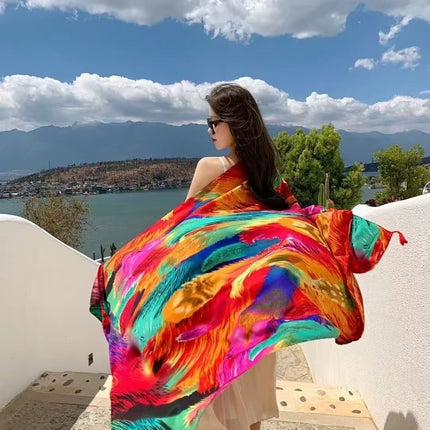 2024 New Arrival Li Brocade Satin Scarf Women's Elegant Printed Fashionable Scarf Spring Autumn Winter Scarf Scarf Shawl