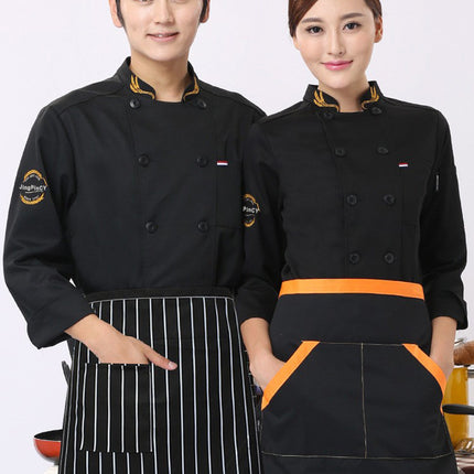 Chef Work Clothes Long Sleeve Men's Autumn and Winter Clothes Hotel Restaurant Catering Chef Clothes Short Sleeve Women's Rear Kitchen Tooling Top