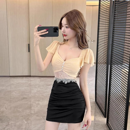 Reality Pats 8982 Night General Store Foot Bath Technician Work Clothes Low-cut Tight Hip dress Female Temperament Technician Skirt