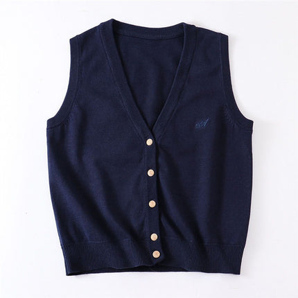 Cyanotic waistcoat [Jizhou Tea Love] JK waistcoat vest v-neck knitted sweater cardigan sleeveless Japanese jk women