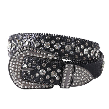 Women's Belt with Rhinestone Inlay Decoration, Versatile for Jeans, Bbsimon Belt Manufacturer Wholesale, Personalized and Trendy