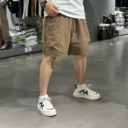 Japanese Retro Tooling Shorts Summer Men's Washed Cotton Elastic Micro Elastic Comfortable Sports Tooling Shorts Shorts