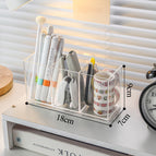 Transparent pen holder with 3 compartments [single carton packaging]