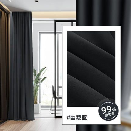 Full Blackout Hook-Type Curtains Finished Rental Room Bedroom Balcony Sunshade Simple Bay Window 2025 New Curtain Cloth