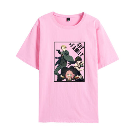 New Hot Anime Spy Playhouse Spy X Family Cute Printed Student Short-sleeved Men's and Women's T-shirts