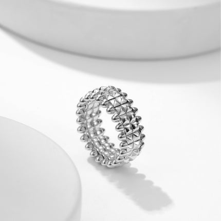 Classic Wide Rivet Ring, Fashionable and Luxurious V Gold Version, Non-Fading Couple's High-End Ring