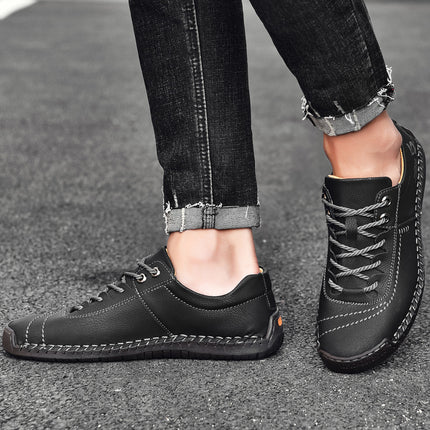 Hot-Selling New Spring and Summer Products on Independent Stations, Hand-Stitched Casual Men's Shoes, Fashionable Soft-Soled, Versatile and Breathable Genuine Leather Shoes