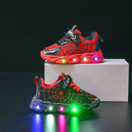 Wholesale children's sneaker with lights 2024 spring and autumn new boys mesh shoes small and medium-sized baby running shoes tide
