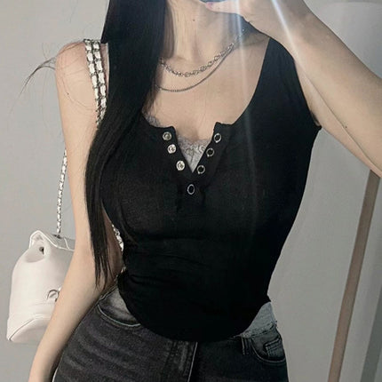 South Korea Dongdaemun Tight Slimming All-match Sexy Spice Girl Figure Irregular Curved Camisole Women's Inner Camisole