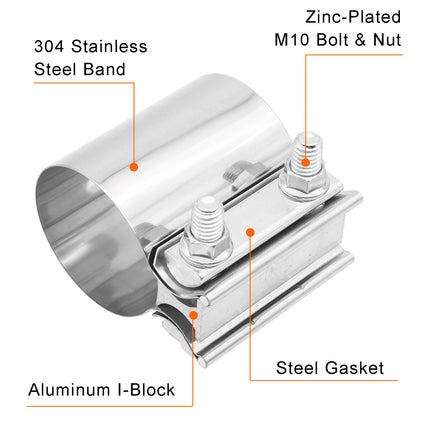 Automobile exhaust pipe clamp butt pipe clamp muffler modification 51 57 63 70 76mm Universal 304 stainless steel