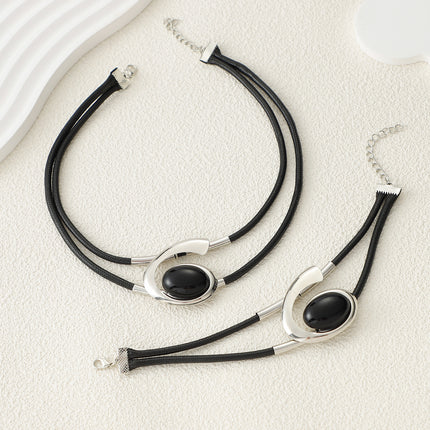 Bohemian Style Necklace Bracelet Set Black Acrylic Snail Set Combination Ladies Necklace Bracelet