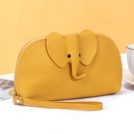 Creative Elephant Fashion Leather Wallet Women's Long Clutch Bag Niche Design ins Soft Leather Clutch Bag Wholesale