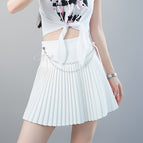 Pleated skirt, free chain (with safety pants, ready in stock) / S