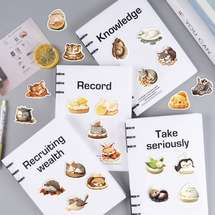 50 Sleeping Animal Series Sticker Bag Decorative Phone Case Laptop Stationery Waterproof Children's Toy Stickers