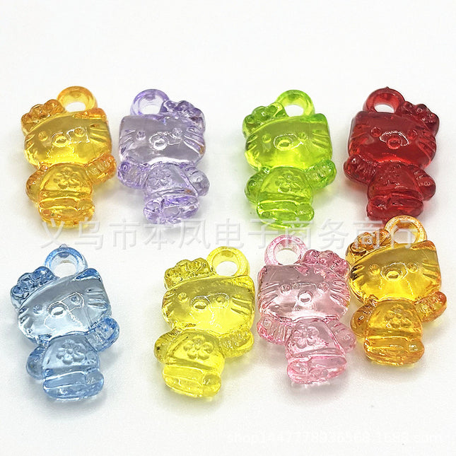 Acrylic color transparent color cartoon string pendant beads hanging hole KT cat diy children handmade beaded material