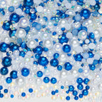 3-10mm flatback pearl resin rhinestones mixed assortment, 30g/pack / Semi-round pearl dark blue mixed white ab series-14