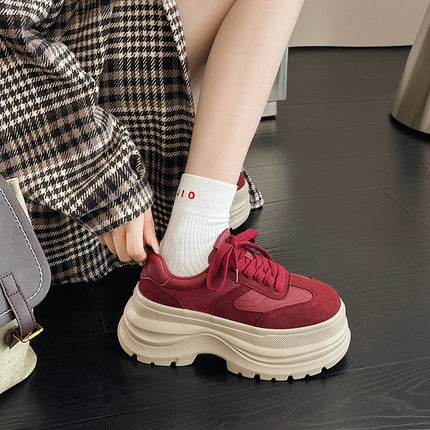 Genuine Leather German Training Shoes for Women, Thick-Soled, 2026 Spring New Model, Lightweight Soft-Soled Casual Shoes for Petite Individuals, Versatile Forrest Gump Shoes