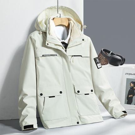 Winter Couple Outdoor Rush Clothes Three-in-One Hood Removable Liner Two-piece Warm Windproof Casual Rush Clothes