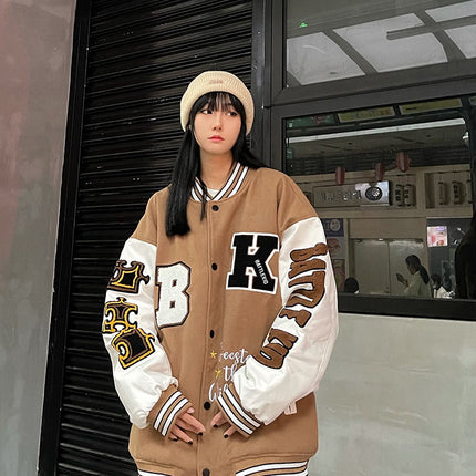 American Retro Baseball Suit Women's Spring New 2022 Fashion Brand Couple's Jacket Towel Embroidered Puzzle Thickened Jacket