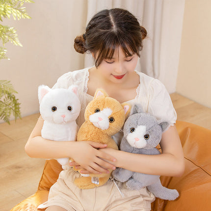 Cute Artificial Cat Doll Plush Toy Black Cat Doll White Cat Orange Cat Rag Doll Girl Birthday Gift for Kidsren