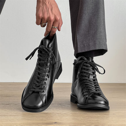 American Retro Boxing Boots Goodyear Short-Face Motorcycle Boots British Style Black Men's Work Boots 20251-J