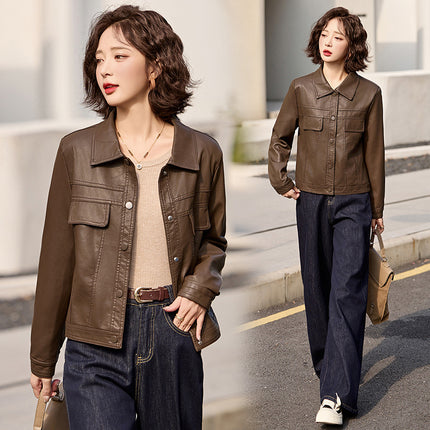 Haining Vegetable Tanned Sheepskin 2025 Spring and Autumn New Genuine Leather Clothing Women's Small Casual Jacket Coat Short Women