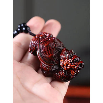 Lobular red sandalwood wood carving handle piece fortune pendant brave play piece text wealth pendant wood text play crafts