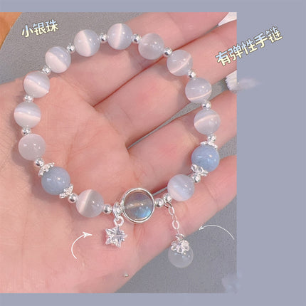 Imitation Cat's Eye Stone Butterfly Bracelet for Women Ins Niche Design Gray Moonlight Bracelet Versatile Elegant Sweet Unique Natural