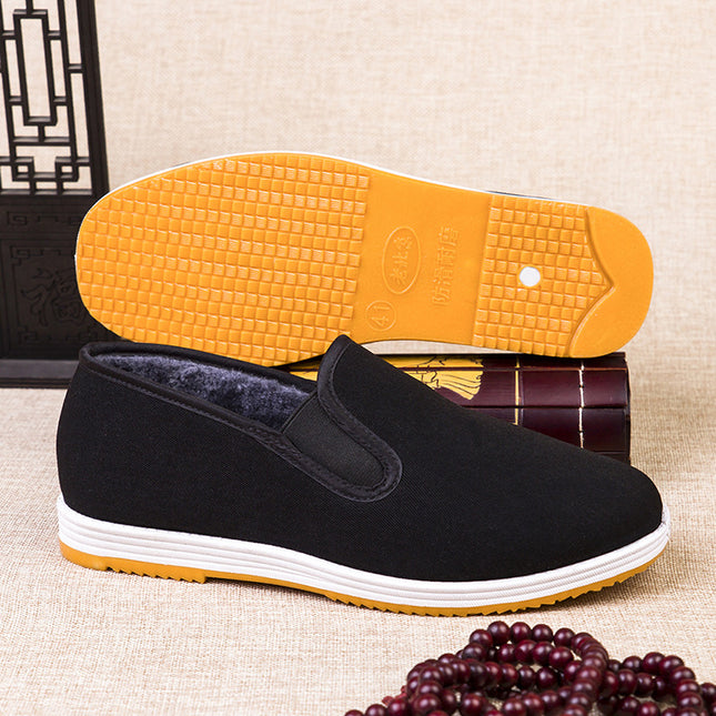 Autumn and Winter Old Beijing Cloth Shoes Fleece-Lined Thickeneded Cotton Shoes Men's Wholesale Work Driving Warm Middle-Aged and Elderly Non-Slip Men's Shoes