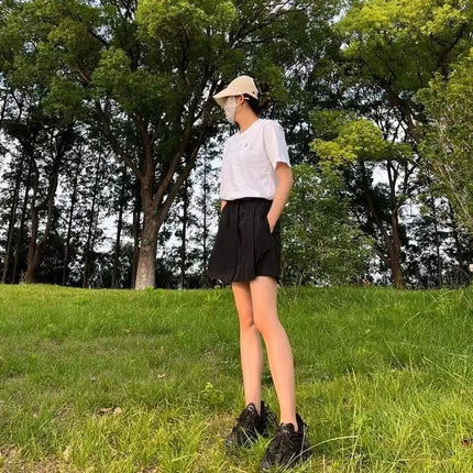 The designer really looks good! Lightweight Breathable Summer Couple Unisex Loose Comfortable Short Skirt Culottes Shorts