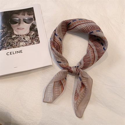 White Color Silk Scarf Printed High-grade All-match Accessories Neck Women's 2025 New Headband Tie Long Scarf