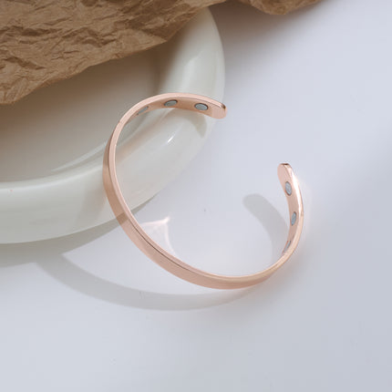 Cross-Border Hot Selling Magnetic Bracelet European and American Jewelry Pure Glossy Magnet Opening Rose Gold Bracelet Ring Set for Men and Women