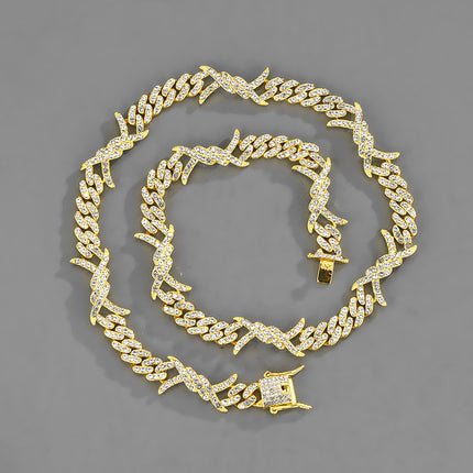 Thorn Spiny Flame Cuban Chain Cross-Border Hip-Hop Trendy Men's Cuban Chain Necklace Dropshipping