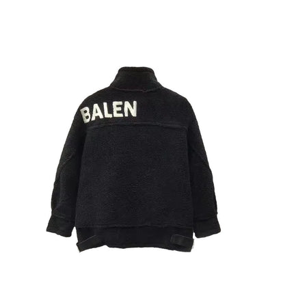 24 Autumn and Winter Paris Home Lambskin Jacket Back Letter Embroidered Warm Comfortable Lined Suede Jacket