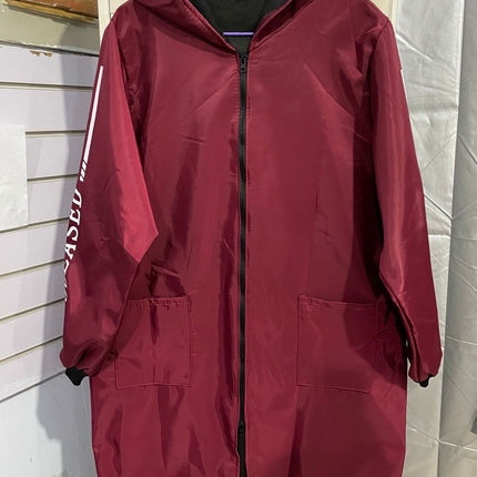 Hooded Camouflage Long Workwear for Adults, Oil-Proof and Waterproof Blue Coat, Unisex Work Uniform with Printed Text, Loose Fit