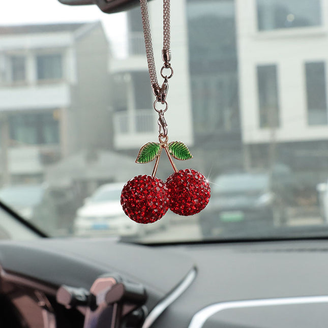 Ai Cheng Cross-Border Cherry Strawberry Car Interior Rhinestone Pendant Car Decoration Supplies Car Supplies Pendant