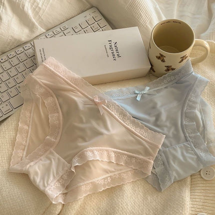 New Cream Girl Underwear Solid Color Seamless Quick-Drying Lace Sexy Ultra-Thin Summer High-End Thin Mask Shorts