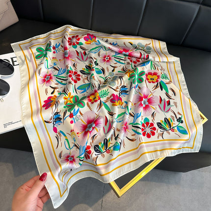 Simulated Silk Printed Silk Scarf for Women, Korean Cashew Leopard Print Headscarf, Four-Season Scarf, Professional Scarf Wholesale