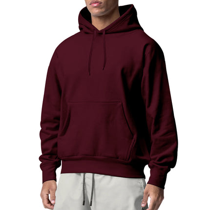 2025 New Cross-Border European and American Men's Sports Pure Color Fleece Sweatshirt Men's Export Wholesale Hoodie